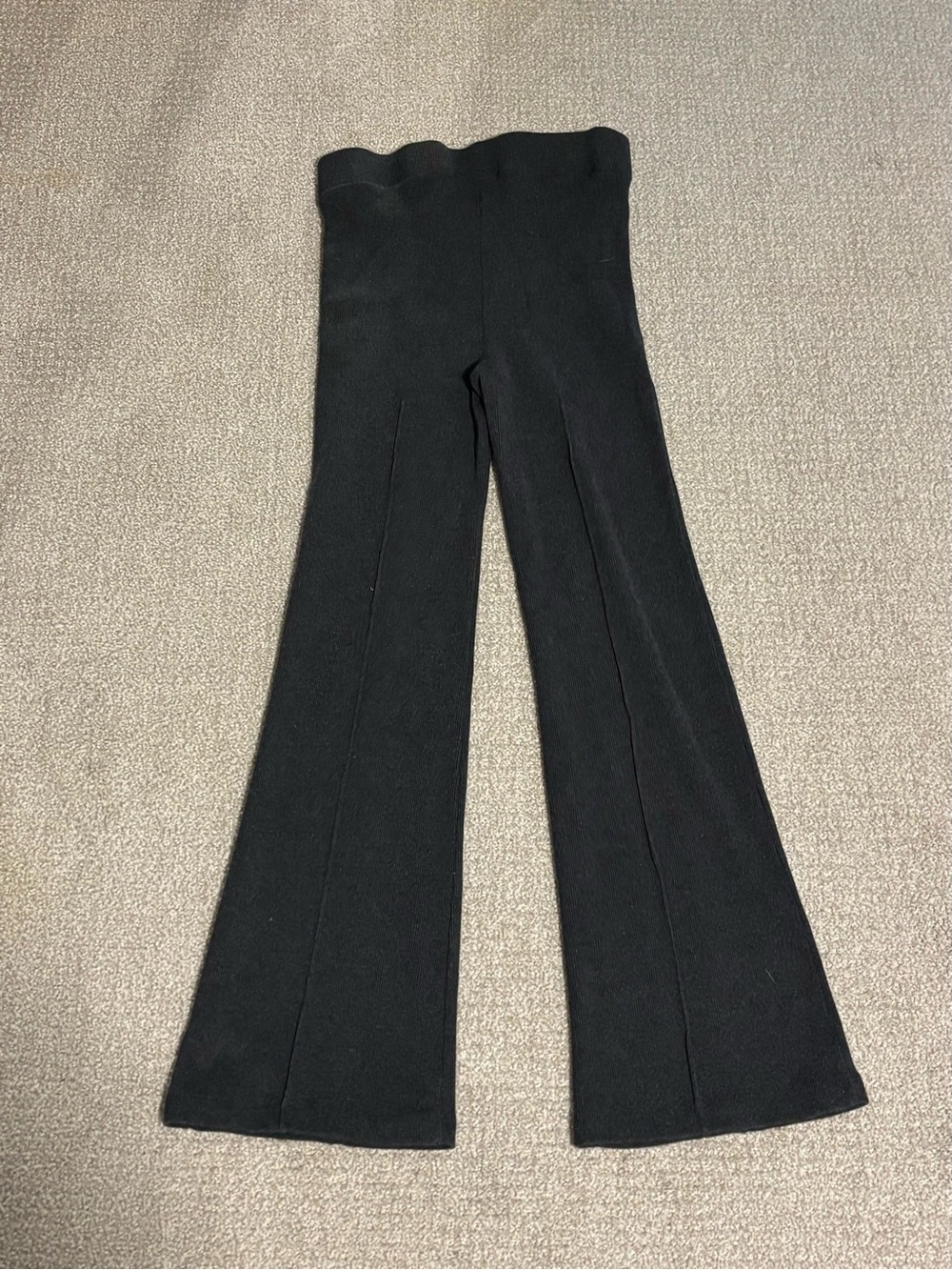DONNI. Black Ribbed Knit Pants